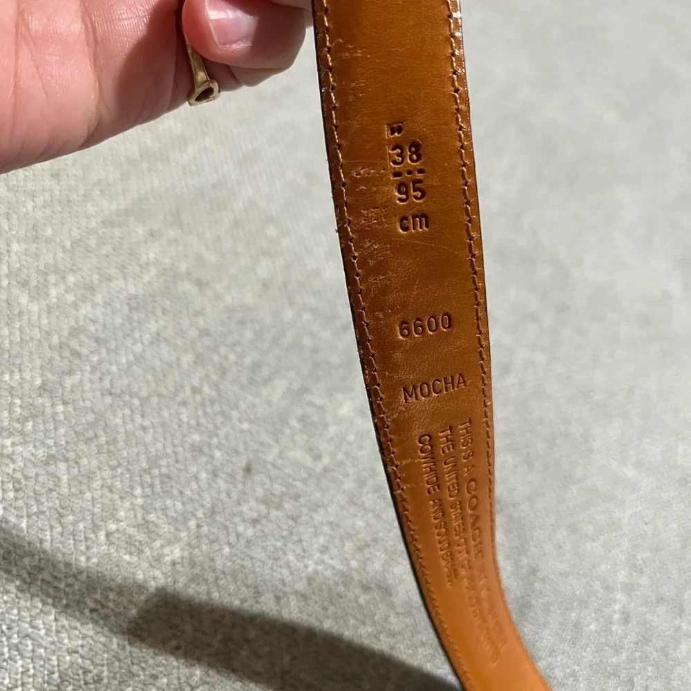 COACH Belt Mens Mocha (sz 38) Tanned Cowhide Brass Buckle - Picture 3 of 4